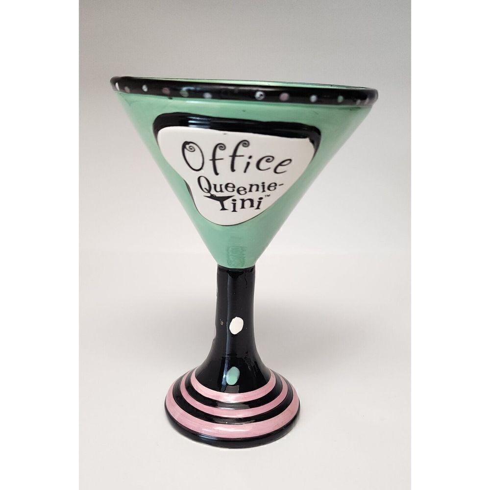 Office Quennie 7" Tini Martini Glasses Color Mint Green/Black